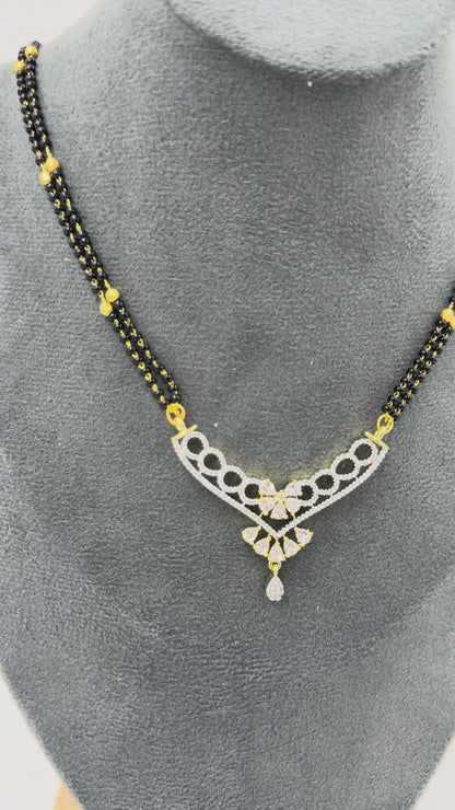 Ruvanya Diamond Mangalsutra with Earrings – 18K Gold Plated
