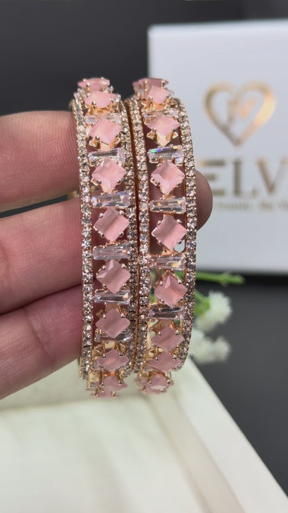 Trisha Rose Gold Plated AD Bangles for Women
