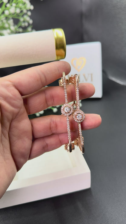 Mira's Premium AD Rose Gold Plated Square Bangles