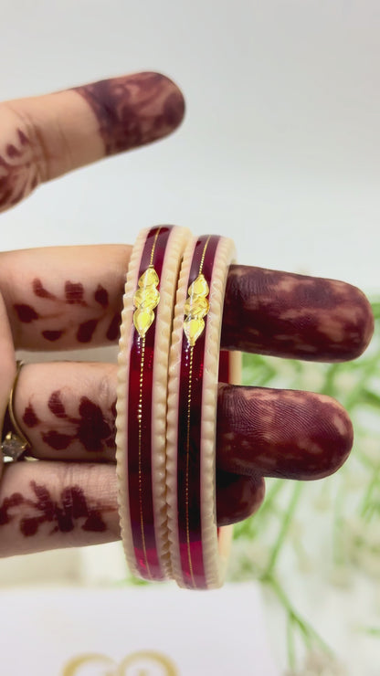 SIDDHI GOLD TAAR BANGLES - RED & WHITE