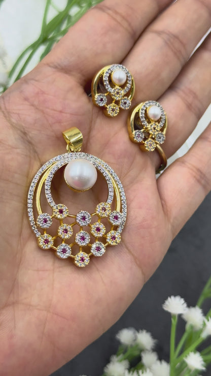 Advika 18K Gold Plated Pendent Set