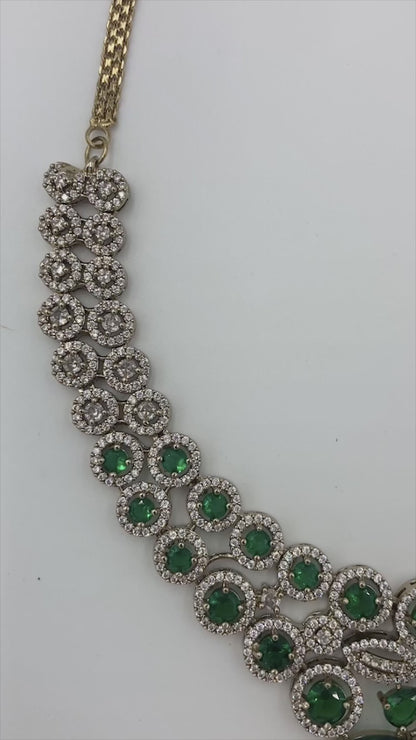 Emerald Green Jacqueline Zirconia Jewellery Set - Mehendi Polish