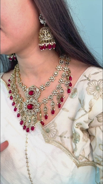 Samratana Layered Moissanite Kundan Jewellery Set
