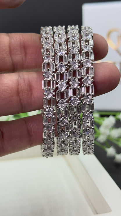 Anvi Silver Plated AD Bangles for Women