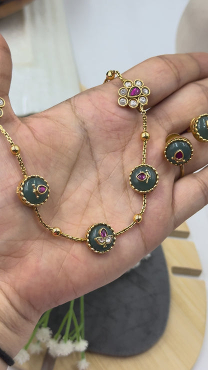 Emerald Green Vamika Jewellery Set