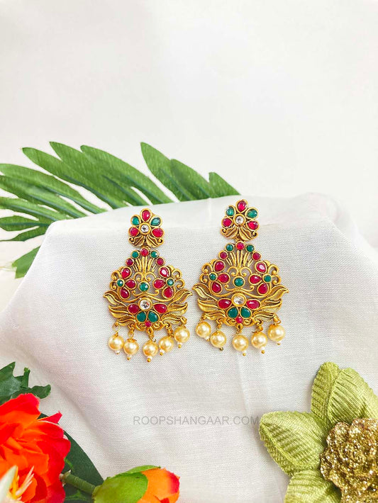 Ruby Green Pritika Chandbali Earrigs